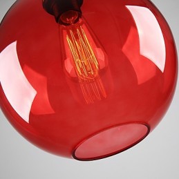 Moderne Glas-Pendelleuchte im runden roten Blasen-Design