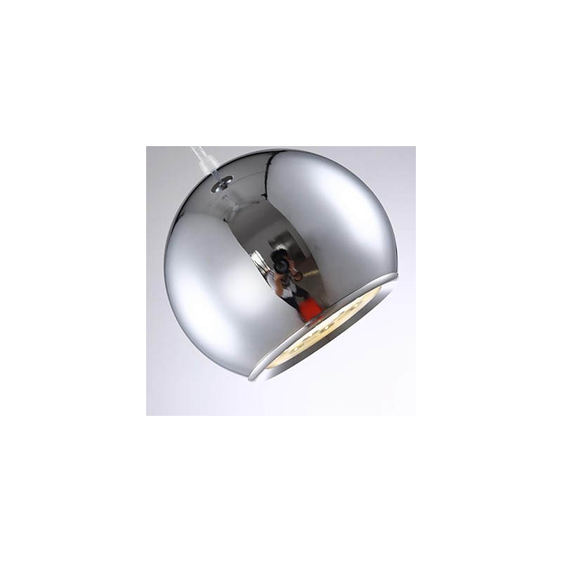 Moderne zeitgenössische Globus-Pendelleuchte aus galvanisiertem Metall