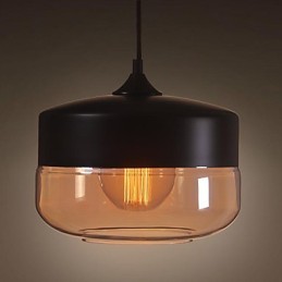 WestMenLights Vintage Modern Lack Glas Deckenlampe Pendelleuchte Schwarz 250mm Durchmesser