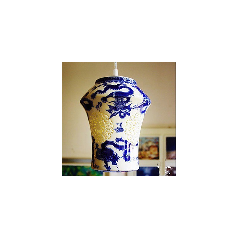 Retro Keramik lampe lampe Treppe Blau Single Head Kronleuchter Kreative