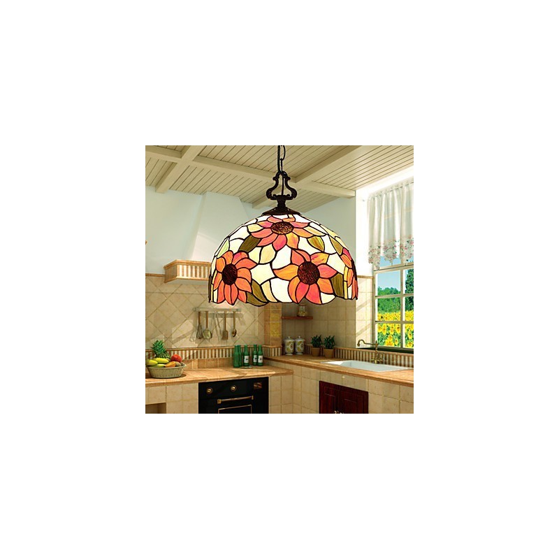 Europäischer ländlicher kreativer Kunst-Buntglas-Kronleuchter, der alte Wege wiederherstellt, Lampenlicht
