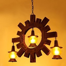 Antiker Holz Kronleuchter American Country Iiving Lampe Lampe
