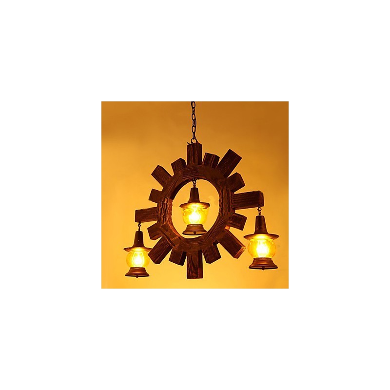 Antiker Holz Kronleuchter American Country Iiving Lampe Lampe