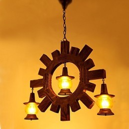 Antiker Holz Kronleuchter American Country Iiving Lampe Lampe