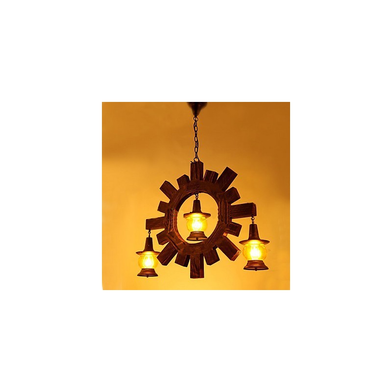 Antiker Holz Kronleuchter American Country Iiving Lampe Lampe