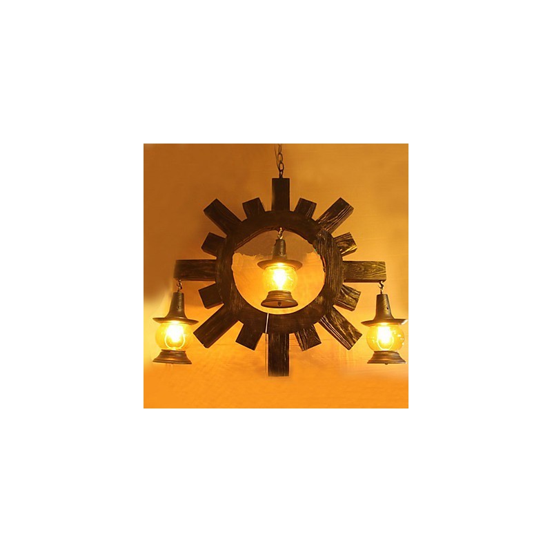 Antiker Holz Kronleuchter American Country Iiving Lampe Lampe