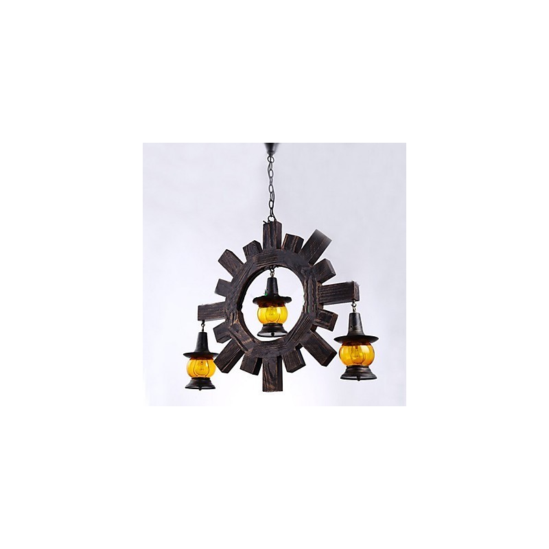 Antiker Holz Kronleuchter American Country Iiving Lampe Lampe
