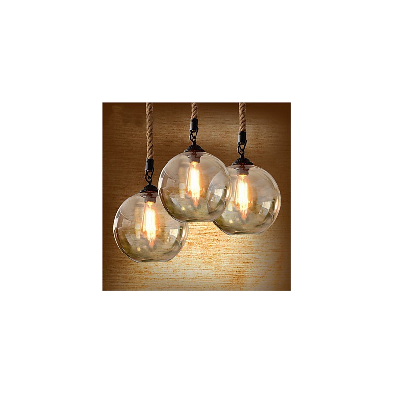 Loft Amerikanischen Seil Retro Beleuchtung Lichter Glas Pendelleuchte