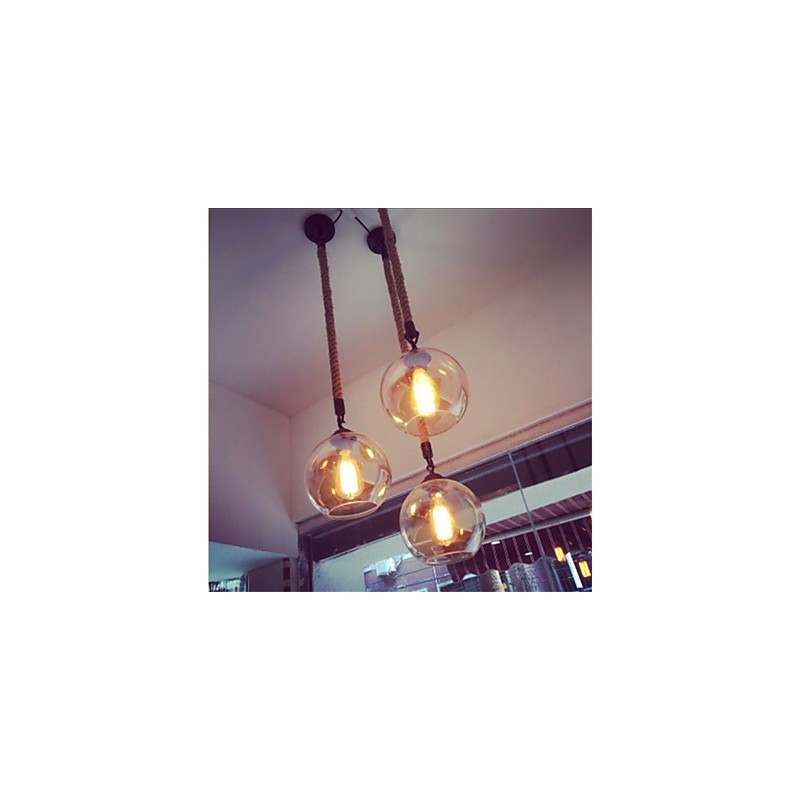 Loft Amerikanischen Seil Retro Beleuchtung Lichter Glas Pendelleuchte