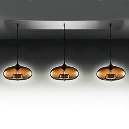 Moderne Pendelleuchte aus Glas mit 3 Lichtern im braunen Blasendesign