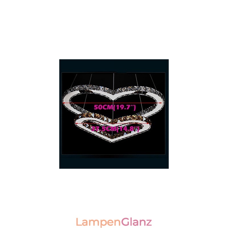Pendelleuchte Kronleuchter Licht Transparent ODER Bernstein K9 Kristall Doppel Herzförmige Deckenleuchten Lichter