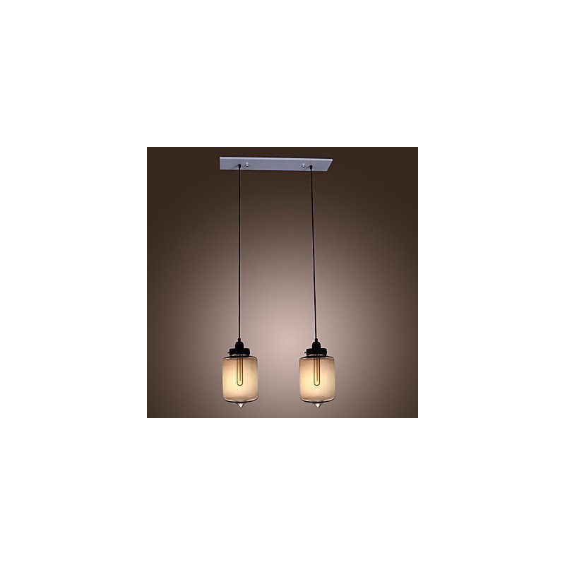 Moderne Glas-Pendelleuchte mit 2 Lichtern im transparenten Flaschendesign