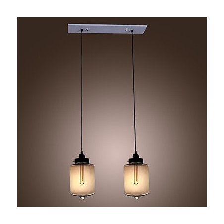 Moderne Glas-Pendelleuchte mit 2 Lichtern im transparenten Flaschendesign Moderne Glas-Pendelleuchte mit 2 Lichtern im transparenten Flaschendesign