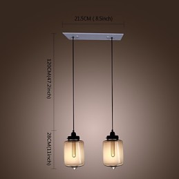 Moderne Glas-Pendelleuchte mit 2 Lichtern im transparenten Flaschendesign