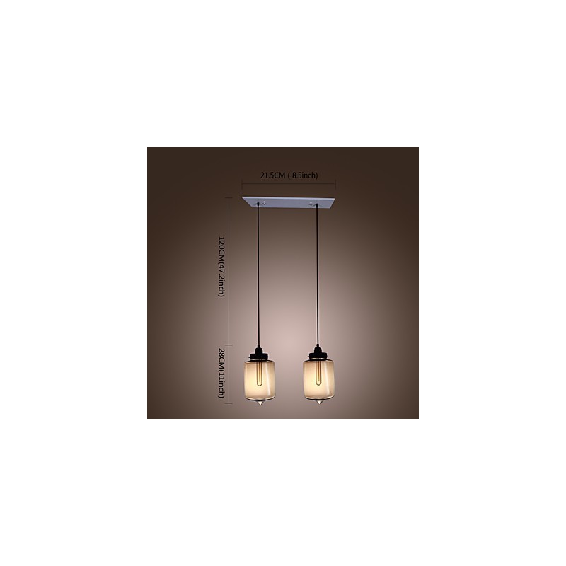 Moderne Glas-Pendelleuchte mit 2 Lichtern im transparenten Flaschendesign