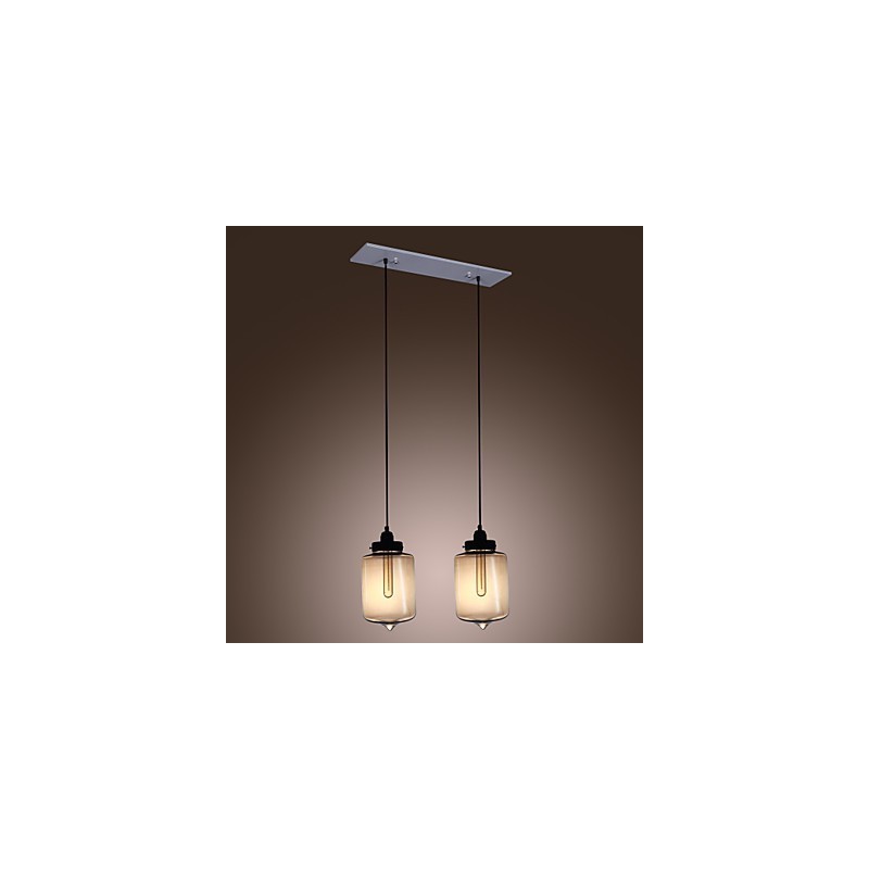 Moderne Glas-Pendelleuchte mit 2 Lichtern im transparenten Flaschendesign