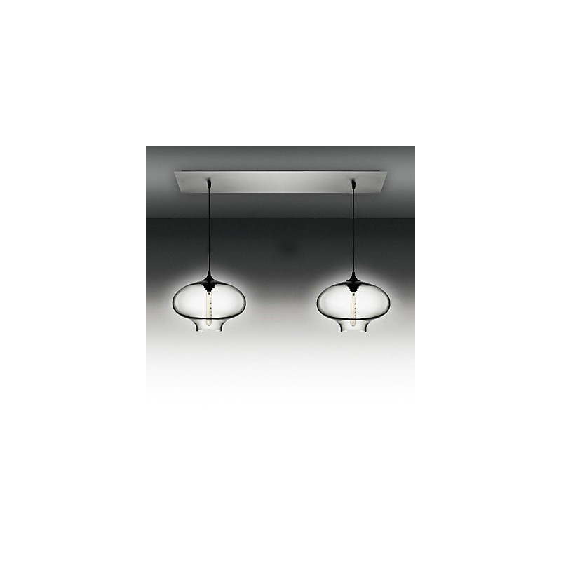 Moderne Pendelleuchte aus Glas mit 2 Lichtern im schwarzen Blasendesign