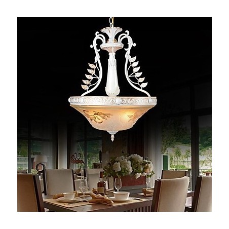 Weiß Anhänger Drei Lichter Muster Glas Schatten Hand Vergoldet Europäischen Retro Weiß Anhänger Drei Lichter Muster Glas Schatten Hand Vergoldet Europäischen Retro