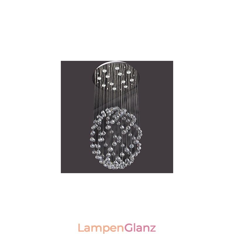 Moderne zeitgenössische Kristall Chrom Metall Unterputz