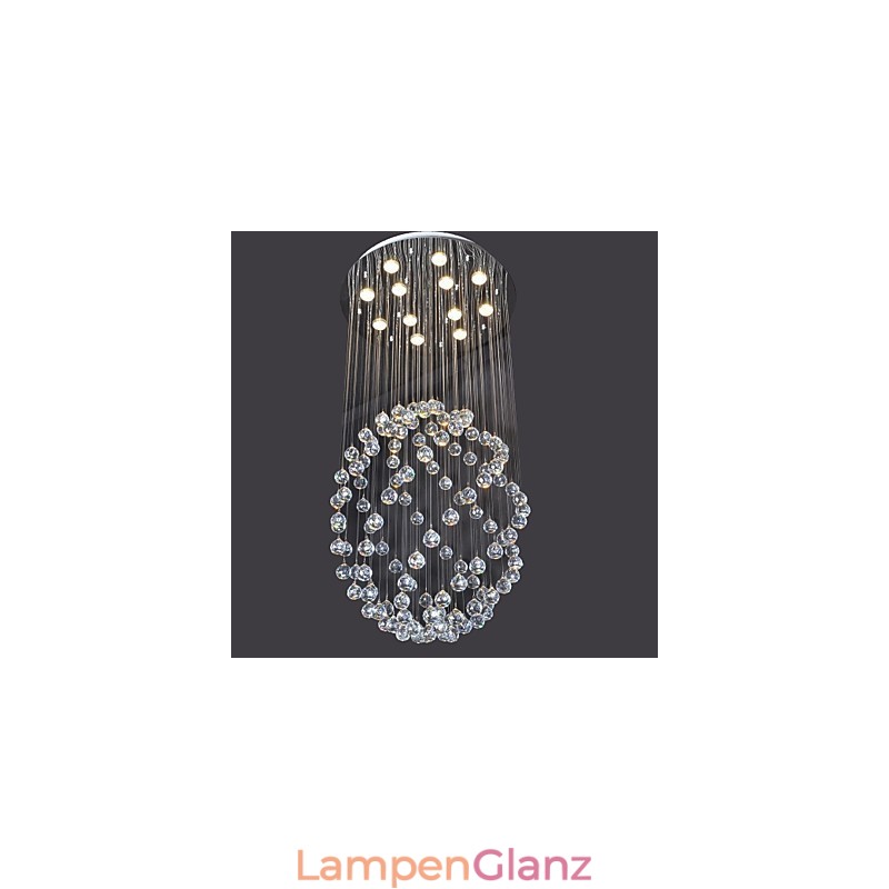 Moderne zeitgenössische Kristall Chrom Metall Unterputz