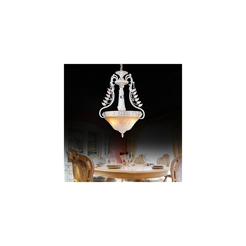 Weiß Anhänger Zwei Lichter Muster Glas Schatten Hand Vergoldet Europäischen Retro