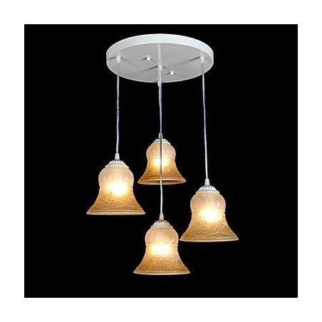 Weiß Anhänger Vier Lichter Muster Glas Schatten Hand Vergoldet Europäischen Retro Weiß Anhänger Vier Lichter Muster Glas Schatten Hand Vergoldet Europäischen Retro