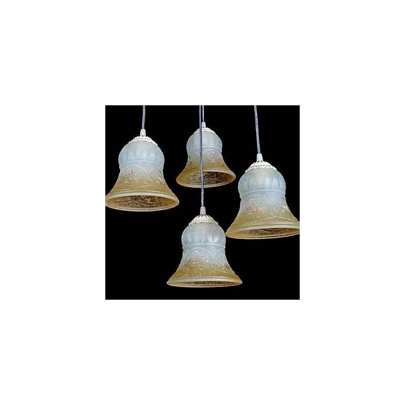 Weiß Anhänger Vier Lichter Muster Glas Schatten Hand Vergoldet Europäischen Retro