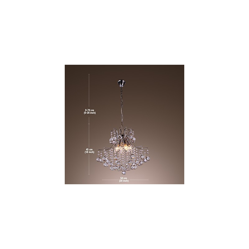 Moderne Pendelleuchte aus galvanisiertem Metall im Mini-Stil mit Kristallen