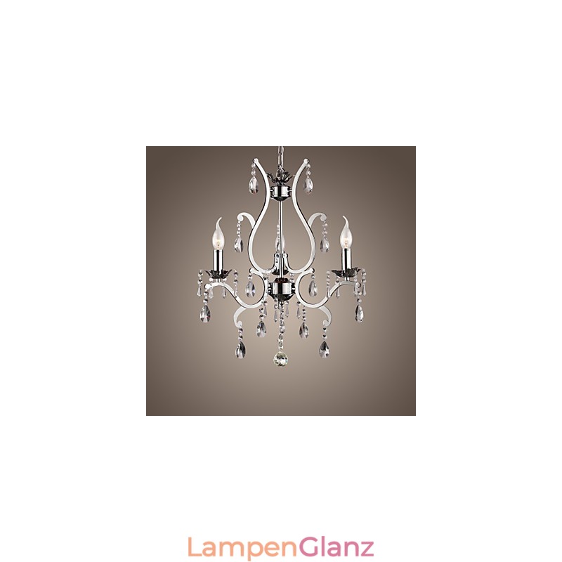 Kristall-Kronleuchter mit 3 Lichtern aus Metall