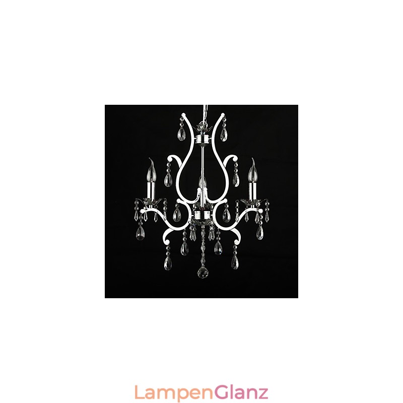 Kristall-Kronleuchter mit 3 Lichtern aus Metall