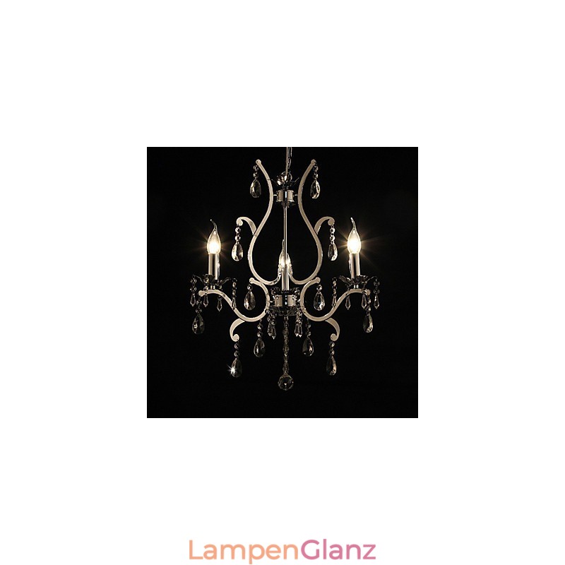 Kristall-Kronleuchter mit 3 Lichtern aus Metall