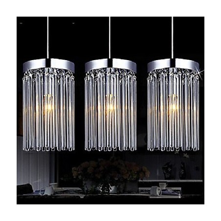 Moderne Pendelleuchte mit 3 Lichtern und Glasstab Moderne Pendelleuchte mit 3 Lichtern und Glasstab