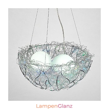 Moderne zeitgenössische Pendelleuchte aus silbernem Metall