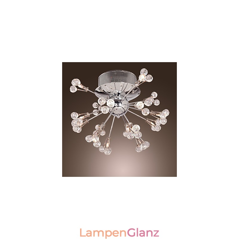 Moderne zeitgenössische Kristall Chrom Metall Unterputz