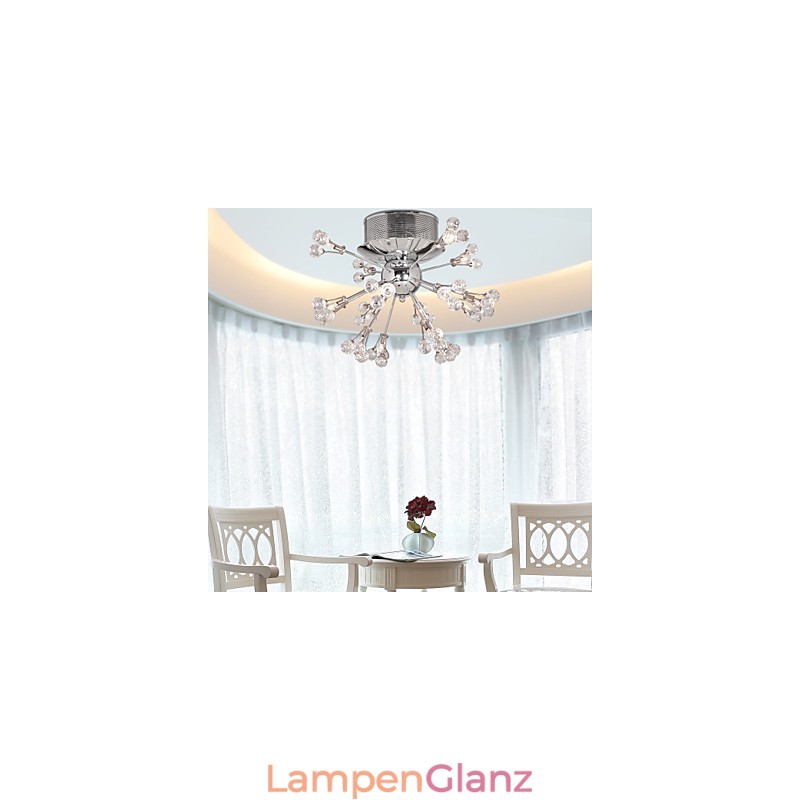 Moderne zeitgenössische Kristall Chrom Metall Unterputz