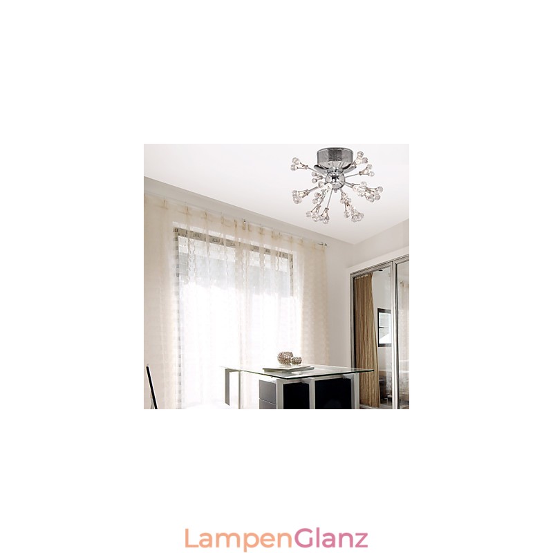 Moderne zeitgenössische Kristall Chrom Metall Unterputz