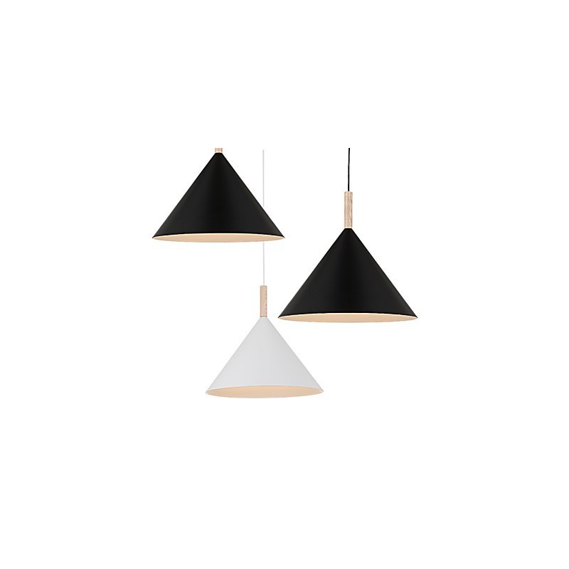 Mini Künstlerische Kegel Pendelleuchte 1 Licht Mordern Simplicity Finish Schwarz Weiß Aluminium & Holz Droplight