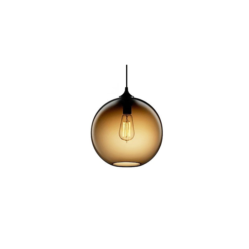 Moderne Glas-Pendelleuchte im runden braunen Blasen-Design