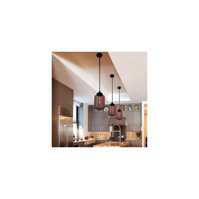 Moderne 70-W-Pendelleuchte aus Glas im transparenten Flaschendesign