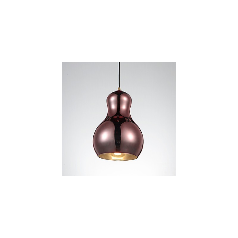 Kürbisförmige Pendelleuchte 1 Licht Moderne Schlichtheit Golden Chrom Roségold Bernstein Rauchgrau Glas & Kohlenstoffstahl