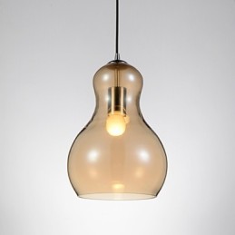 Kürbisförmige Pendelleuchte 1 Licht Moderne Schlichtheit Golden Chrom Roségold Bernstein Rauchgrau Glas & Kohlenstoffstahl