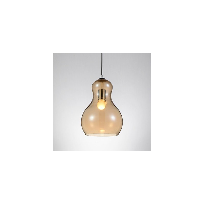Kürbisförmige Pendelleuchte 1 Licht Moderne Schlichtheit Golden Chrom Roségold Bernstein Rauchgrau Glas & Kohlenstoffstahl