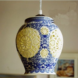 Retro Keramik lampe lampe Treppe Blau Single Head Kronleuchter Kreative