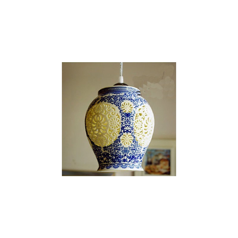 Retro Keramik lampe lampe Treppe Blau Single Head Kronleuchter Kreative