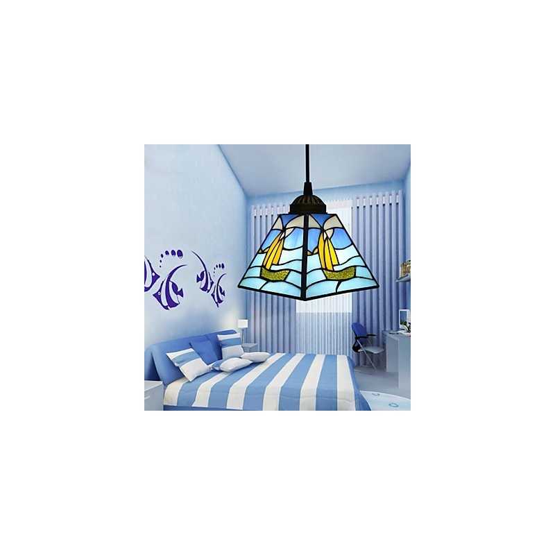 Buntglas Zeitgenössische und vertraglich mediterrane Single Head Sailing Line Droplight Lampe Pendelleuchte