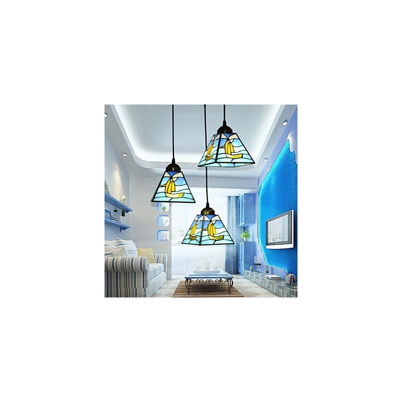 Buntglas Zeitgenössische und vertraglich mediterrane Single Head Sailing Line Droplight Lampe Pendelleuchte