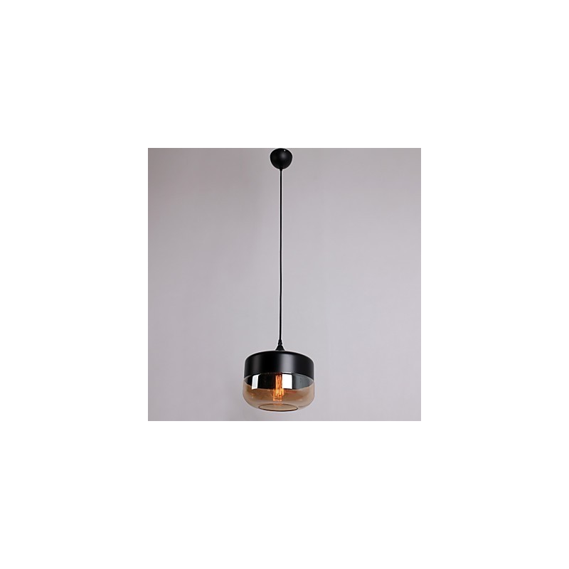 Retro-Pendelleuchte mit 1 Licht und Glasmalerei