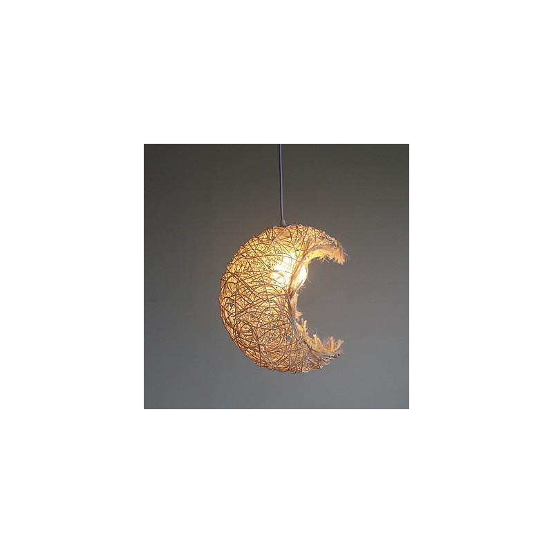 Moderne ländliche Cany Art gewebte Rattan-Einzelkopf-Droplight-Lampe