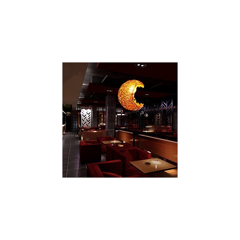 Moderne ländliche Cany Art gewebte Rattan-Einzelkopf-Droplight-Lampe