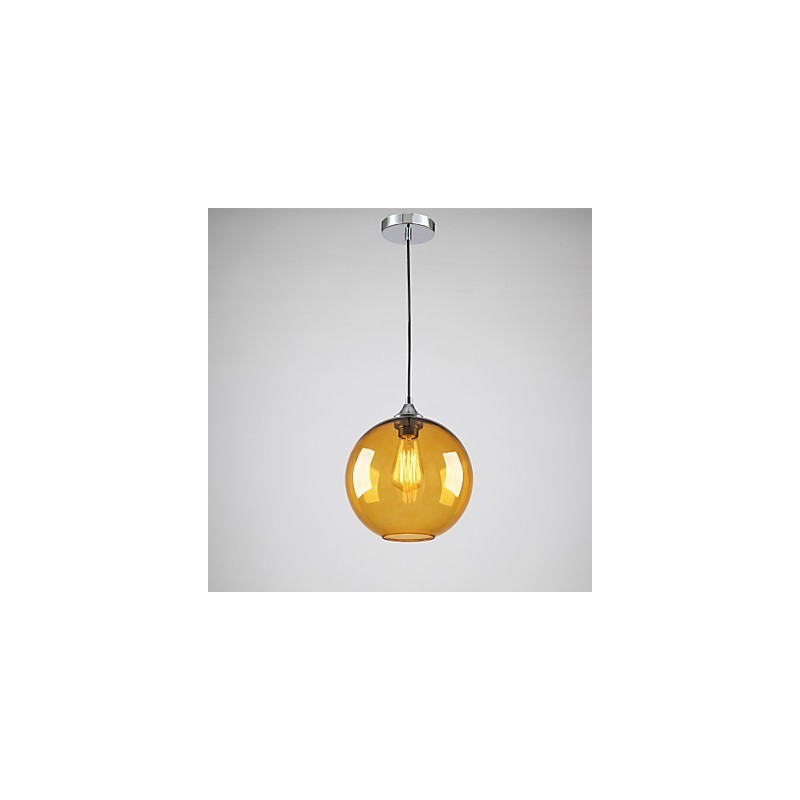 Moderne Pendelleuchte aus Glas mit rundem, bernsteinfarbenem Glasschirm im Blasendesign